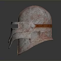 Detailed Ancient Metal Helmet With Carved Patterns For Medieval Weapon Gear