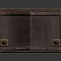 Gothic Style Dark Colored Display Cabinet With Pointed Top Glass Panes And Carved Base