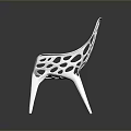 Modern White Minimalist Single Chair With Stylish Perforated Hollow Hole Design