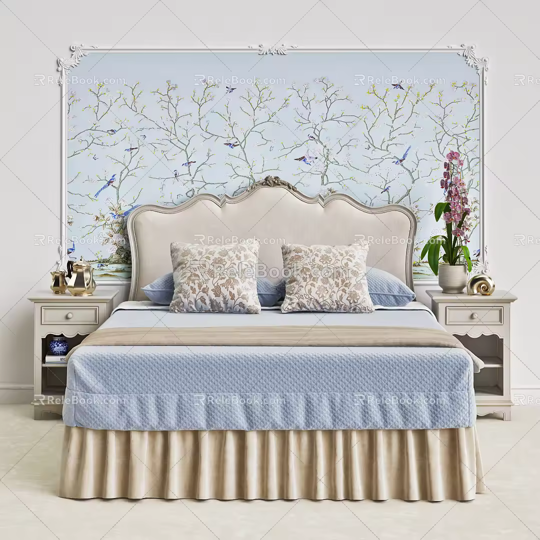 Background double bed 3d model