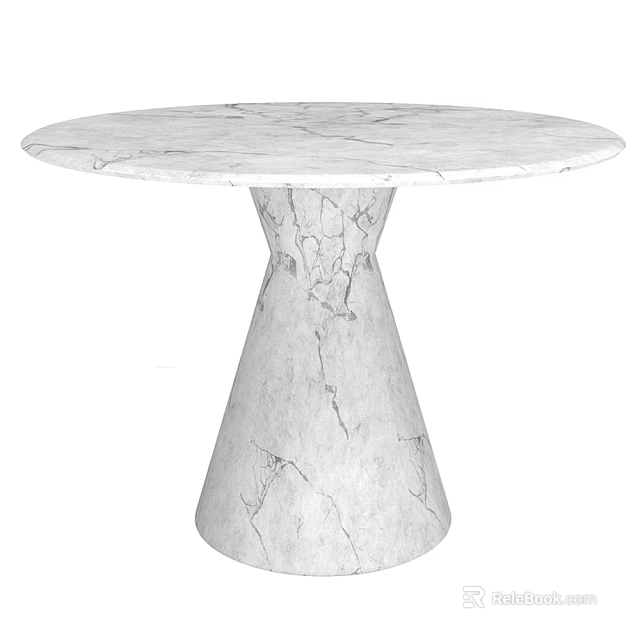 Elegant Round Marble Dining Table With Tapered Base And Natural Veins Texture 3d model