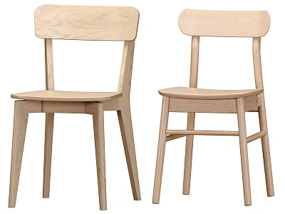 Light Wood Tone Wooden Dining Chairs With Simple Backrest Design 3d model