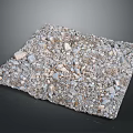 Square Gravel Pebble Area With Various Sizes Colors Stones On Dark Background