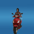 Woman Joyfully Riding Red Scooter With Small Dog On Back Seat
