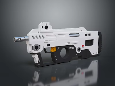 Futuristic White Gun With Mechanical Barrel Grip And Sci Fi Design Details 3d model