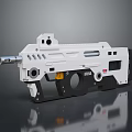 Futuristic White Gun With Mechanical Barrel Grip And Sci Fi Design Details