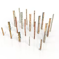 Arrangement Of Metal Columns With Various Colors And Different Heights On White Background