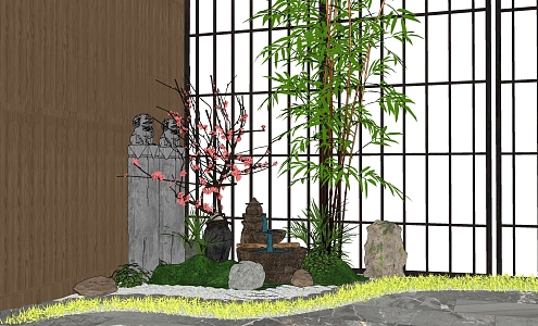 New Chinese style landscape sketch landscape sketch background wall 3d model