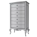 Black Chest of Drawers with Gold Ornate Patterns and Curved Legs Design