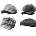 Various Stylish Hats Featuring Wool Beret Plaid Checked And Flat Cap Designs
