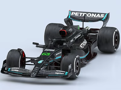 Mercedes Petronas Formula 1 Car With Black Aerodynamic Body And Large Wheels 3d model