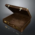 Brown Open Leather Suitcase With Velvet Interior Brass Clasps And Handle