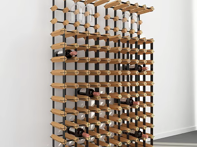 Modern Multi-tiered Wine Rack With Wooden Metal Frame For Wine Bottles Storage 3d model