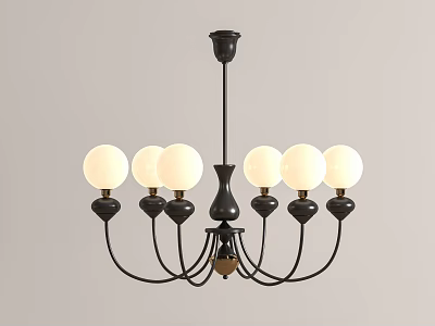 Contemporary Black Metal Chandelier Featuring Six White Spherical Bulbs For Interior Decor 3d model