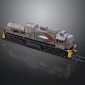 Gray Diesel Locomotive Train With Yellow Details And Red Design On Railway Track