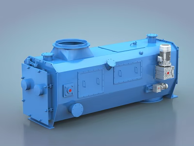 Blue Heavy Duty Industrial Equipment With Enclosed Structure Piping Connections And Control Panels 3d model
