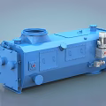 Blue Heavy Duty Industrial Equipment With Enclosed Structure Piping Connections And Control Panels