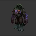Game Movie Character Fantasy Monster With Furry Body Purple Markings And Orange Horns