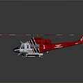 Red Aerospace Helicopter with Red and White Rotors Reflective Bottom and Blue Details