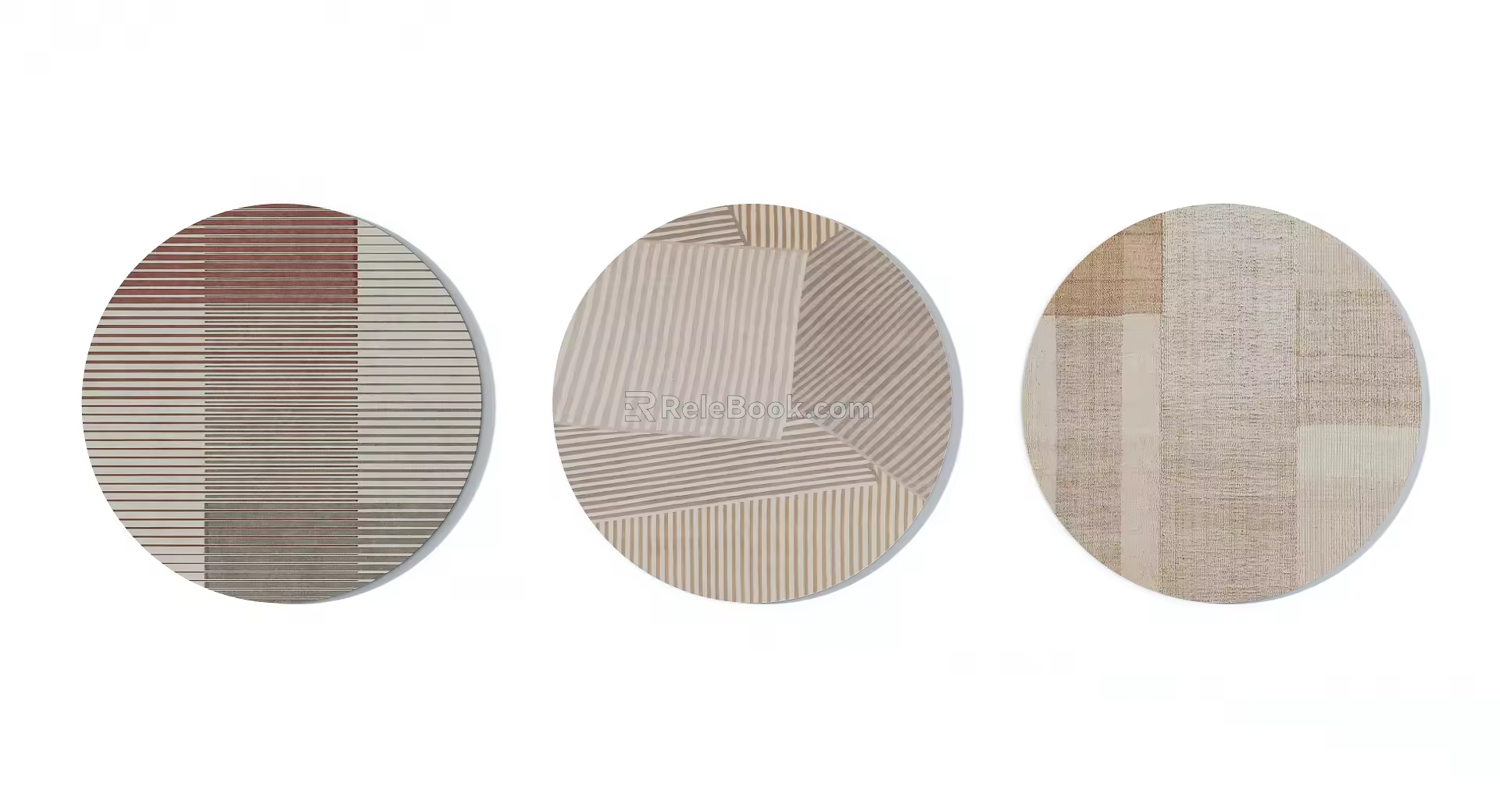 Modern Round Carpet Advanced brown Line Pattern Round Carpet Combination 3d model