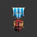 Commercial Equipment Red Pirate Ship Model With Blue Sails For Business Decor Displays