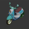 Light Blue Vintage Scooter With Pink Seat And Shiny Reflective Surface