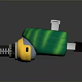 Futuristic Double Barrel Weapon Featuring Green Yellow White Design With Headband And Knobs 3d model