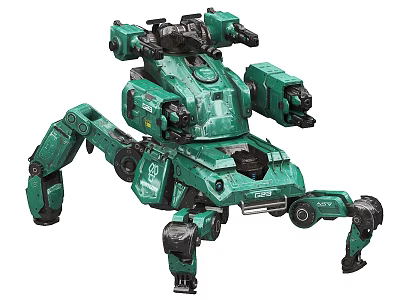 Green Multi Legged Robotic Industrial Mechanical Equipment For Heavy Duty Operations 3d model