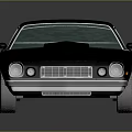 Classic Black Muscle Car With Green Windows Silver Wheels And Sleek Retro Design