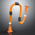 Orange Durable Industrial Flexible Hose With Black Clamps And Orange End Connectors
