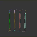 Dental Probes With Colorful Tips And Black Handles On Gray Background