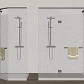 Modern Glass Shower Enclosures With Black Shower Heads And Hanging Towels