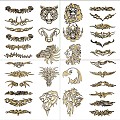 Animal Pattern Black Ancient Dragon Canglong Rune Figure Tattoo Totem Tattoo Material Graphic Icon Seal 3d model