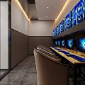 Modern Internet Cafe Interior Design With High Performance Computers And Comfortable Seats 3d model