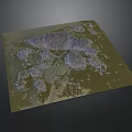 Detailed 3D Model Rural Landscape With Mountains Green Areas And Water Features