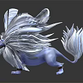White Feathered Lion Mythical Creature Character With Fluffy Mane And Tail 3d model