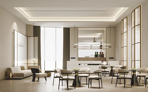 New Chinese Reception Area Lobby Bar 3d model