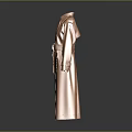 Pink Long Double Breasted Trench Coat With Belt And Epaulettes Design