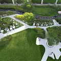 Park Landscape Design With Green Lawns Curved Paths Stone Pavers And Lush Trees