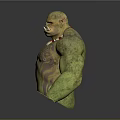 Game Movie Character With Green Skin Muscular Build Sharp Fangs Red Necklace And Chest Tattoos