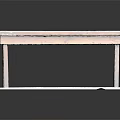 Rustic Public Wooden Bench With Stone Slab Base Against Black Background 3d model