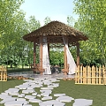 New Chinese Bamboo Forest Park Landscape Pavilion 3d model