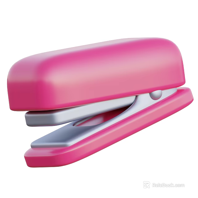 Vibrant Pink Stapler With Metallic Base And Ergonomic Handle Design 3d model 