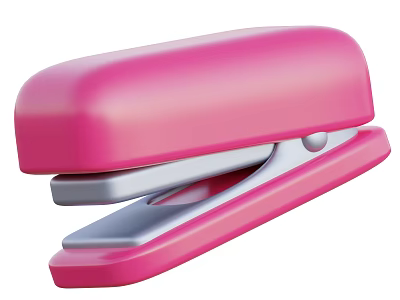 Vibrant Pink Stapler With Metallic Base And Ergonomic Handle Design 3d model