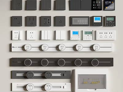 A Variety Of Switch Panels In Different Styles And Designs 3d model