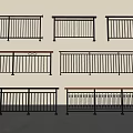 Various Black Metal Railings With Wooden Top And Decorative Bar Designs