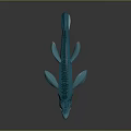 Blue Prehistoric Marine Creature Toy Figure With Open Mouth And Fins