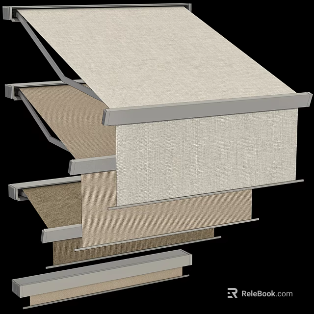 Modern Outdoor Awning Structure With Fabric Cover And Aluminum Frame Design 3d model 