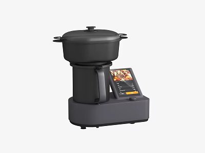 Black Multifunctional Kitchen Appliance With Cooking Pot Digital Display And Control Panel 3d model