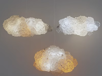 Modern Cloud Shaped Chandeliers with Glass Material and White Yellow Decorative Lighting Design 3d model